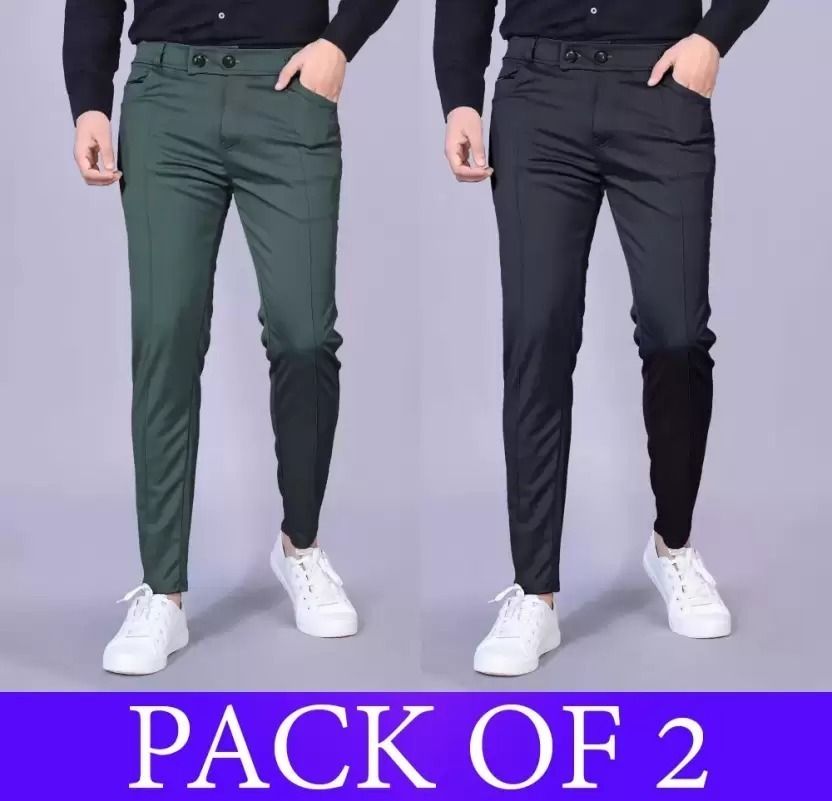 sumitgarment Pack of 2 Men Solid Black, Dark Green Track Pants-picture-19