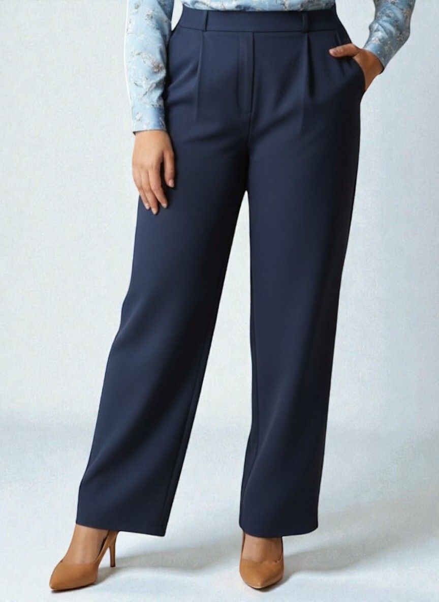sqew Women Loose Fit Blue Polyester Trousers-picture-31