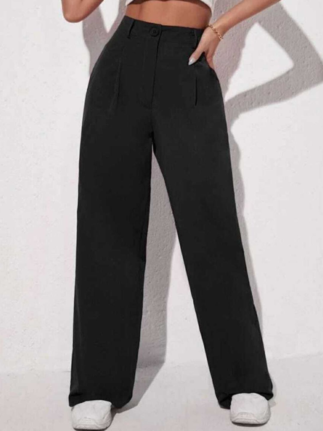 broadstar Women Loose Fit Black Lycra Blend Trousers-picture-15