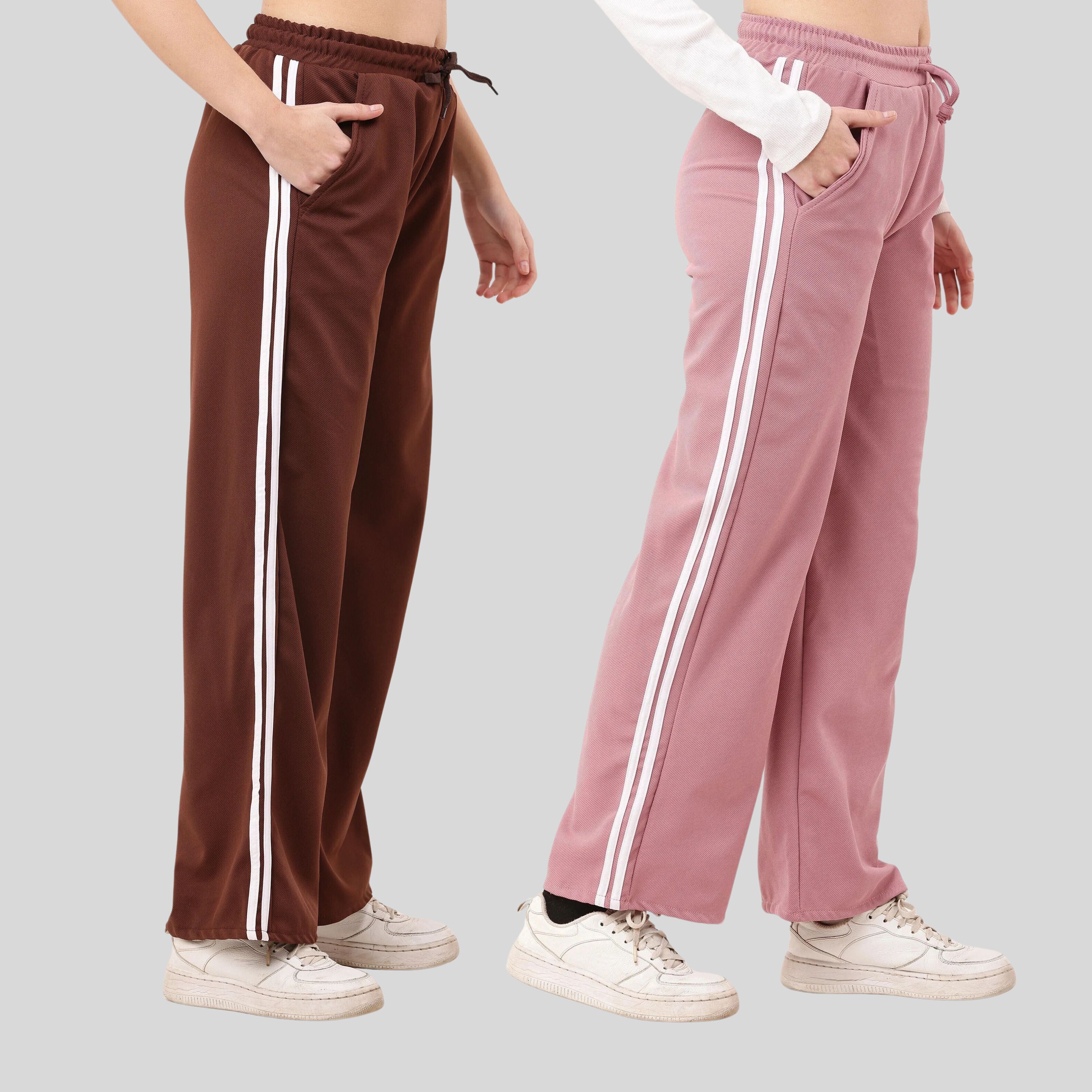 stylerags Pack of 2 Women Solid Pink, Brown Track Pants-picture-12
