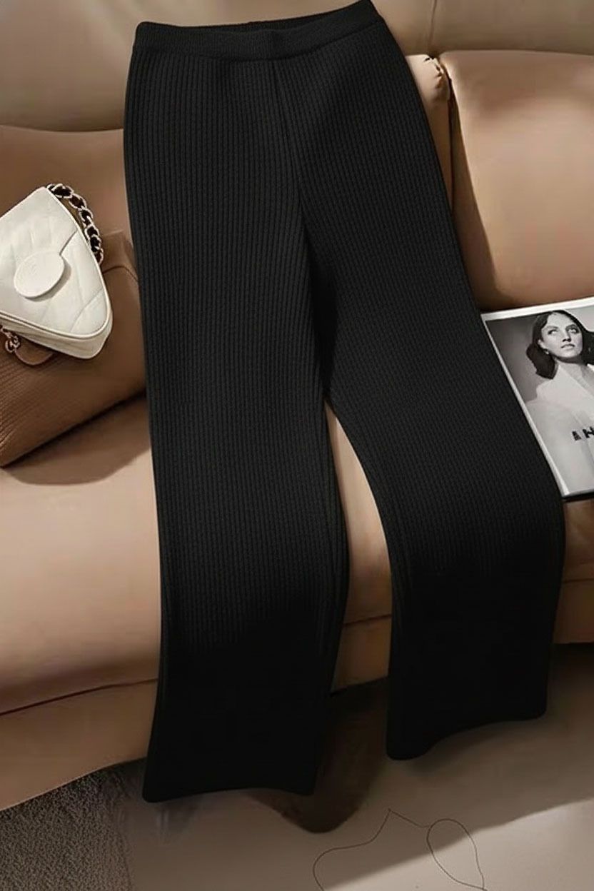 fabflee Women Regular Fit Black Cotton Blend Trousers-picture-4