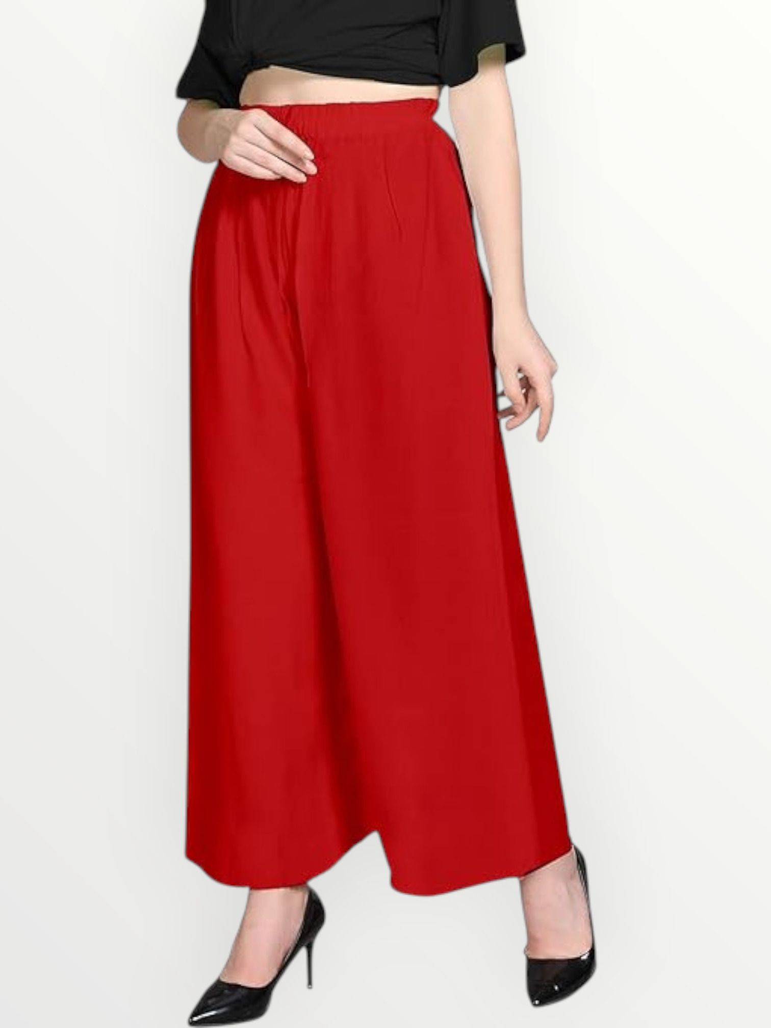 acd Women Comfort Fit Red Viscose Rayon Trousers-picture-22
