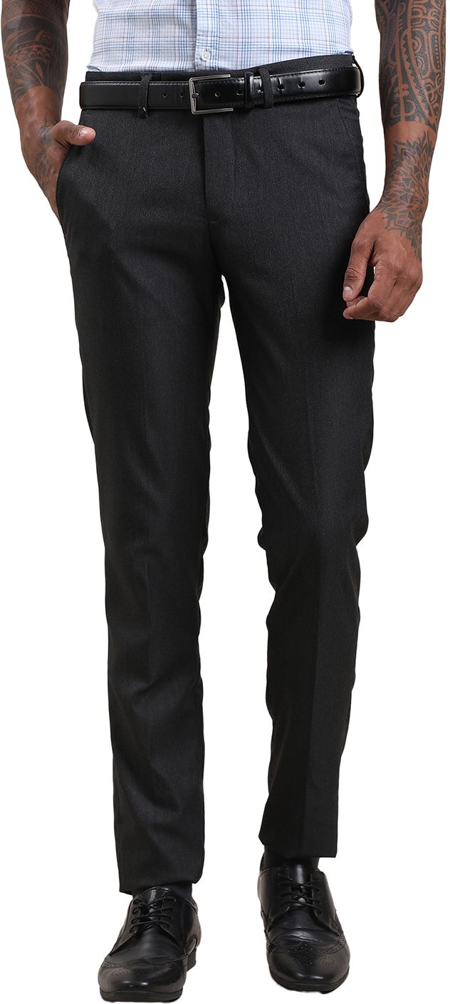 turtle Men Skinny Fit Black Polycotton Trousers-picture-18