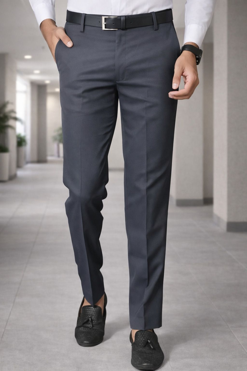 Men Slim Fit Grey Viscose Rayon Trousers-image-41