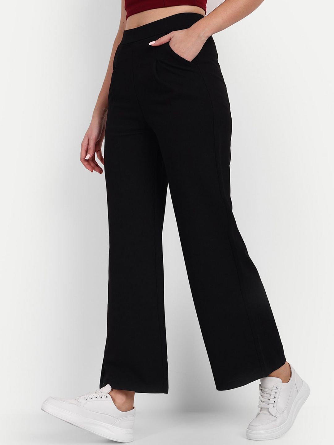 broadstar Women Loose Fit Black Lycra Blend Trousers-picture-14
