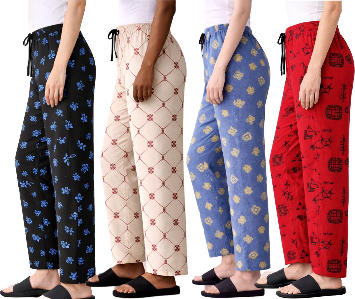 noorul Pack of 4 Women Regular Fit Multicolor Cotton Blend Trousers-picture-17