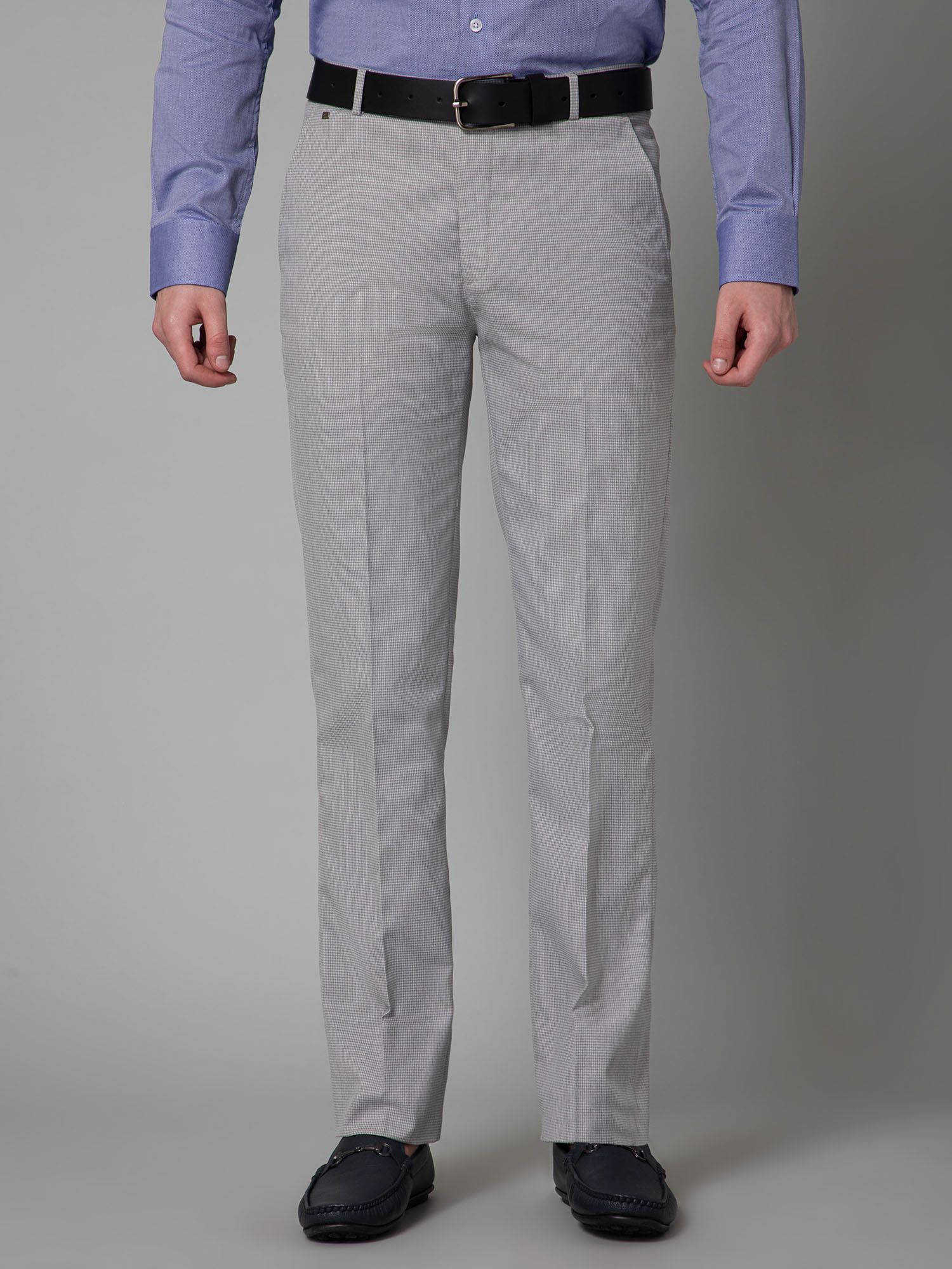 cantabil Men Regular Fit Grey Cotton Blend Trousers-picture-25