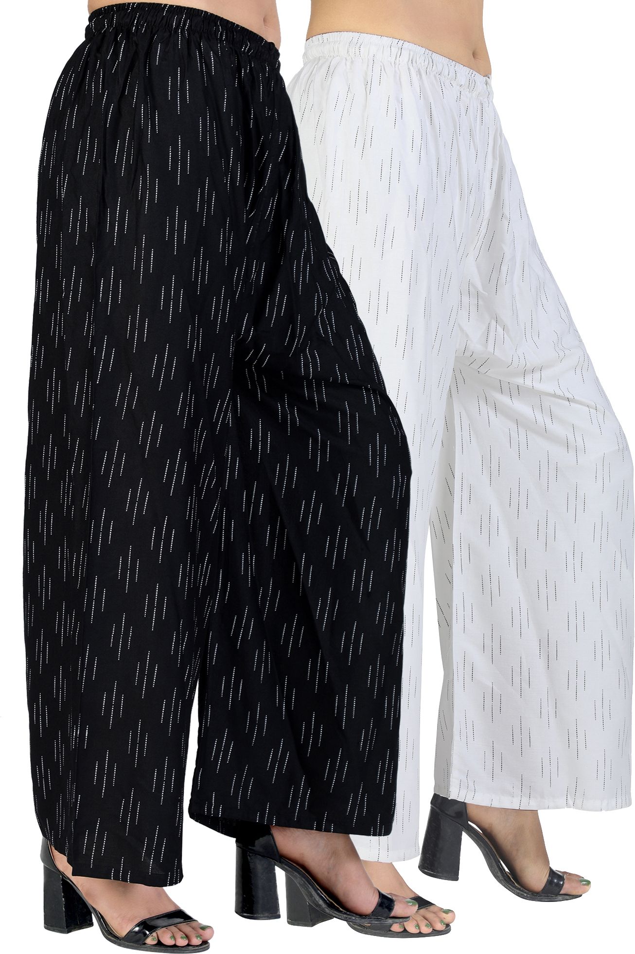 4k fashion Pack of 2 Women Relaxed Black, White Viscose Rayon Trousers-picture-15