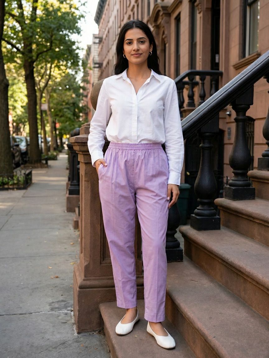 zuri Women Regular Fit Purple Pure Cotton Trousers-picture-6