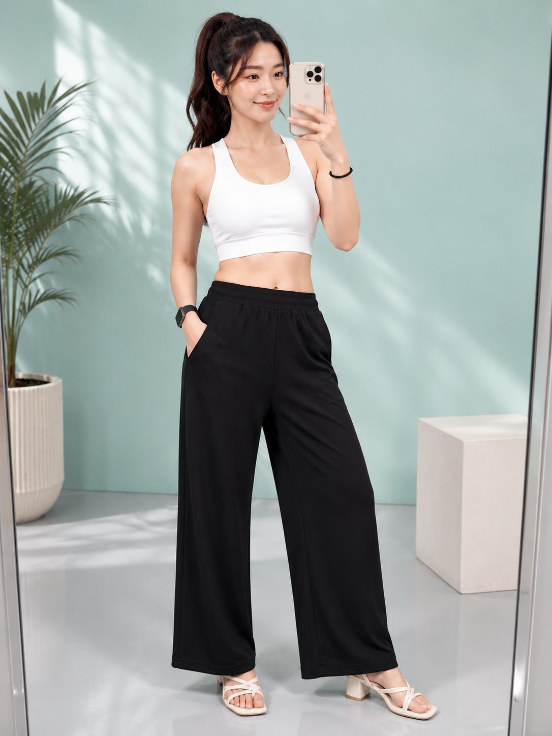 dadx Women Loose Fit Black Cotton Blend Trousers-picture-14