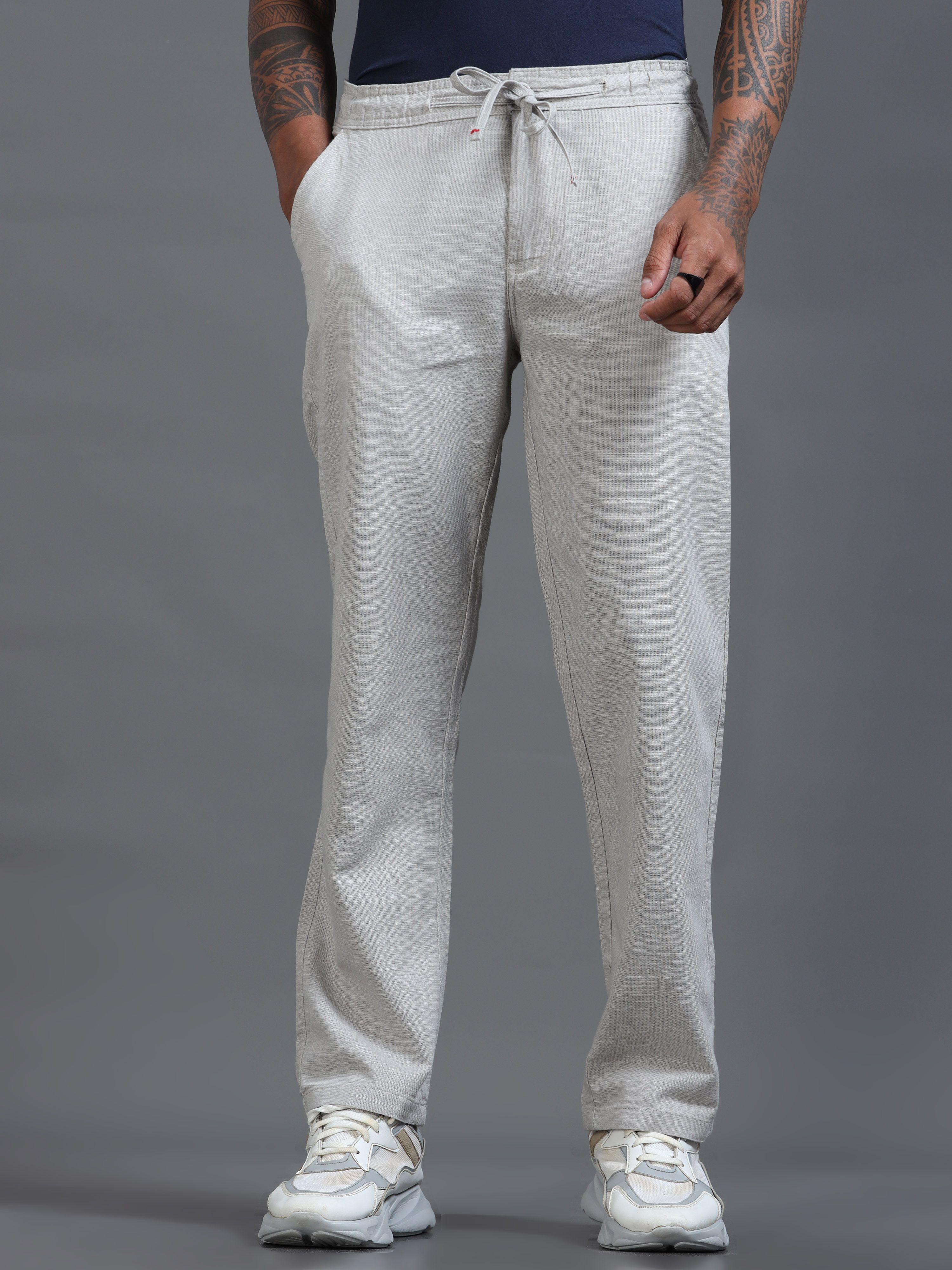 roadster Men Relaxed Multicolor Pure Linen Trousers-picture-22