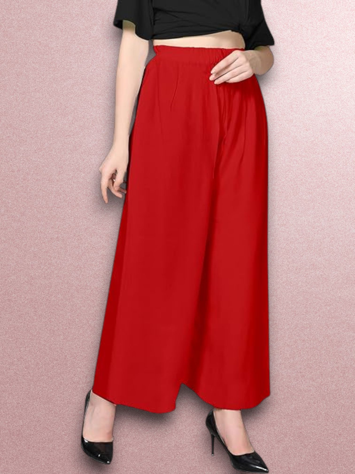 acd Women Comfort Fit Red Viscose Rayon Trousers-picture-49