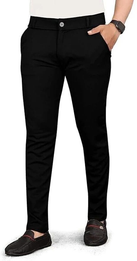 bidatsh trend Men Slim Fit Black Lycra Blend Trousers-picture-31