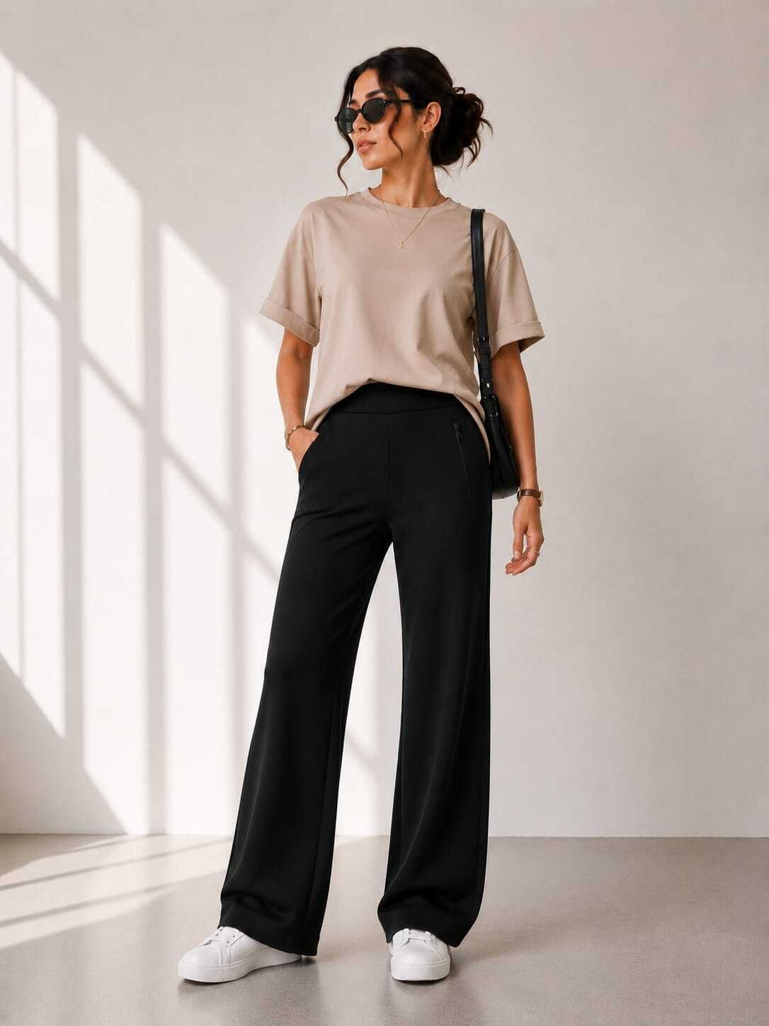 the teddywear co. Women Loose Fit Black Tencel Trousers-picture-45