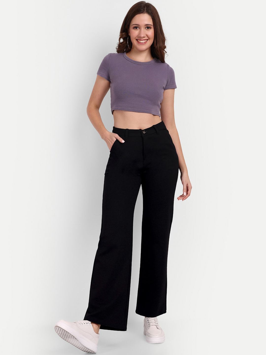 broadstar Women Loose Fit Black Lycra Blend Trousers-picture-43