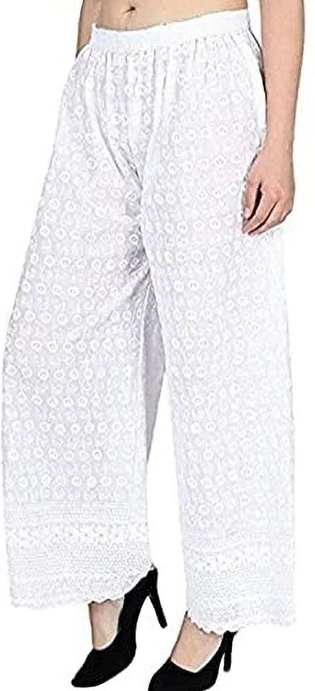 amfabrics Women Relaxed White Polycotton Trousers-picture-11