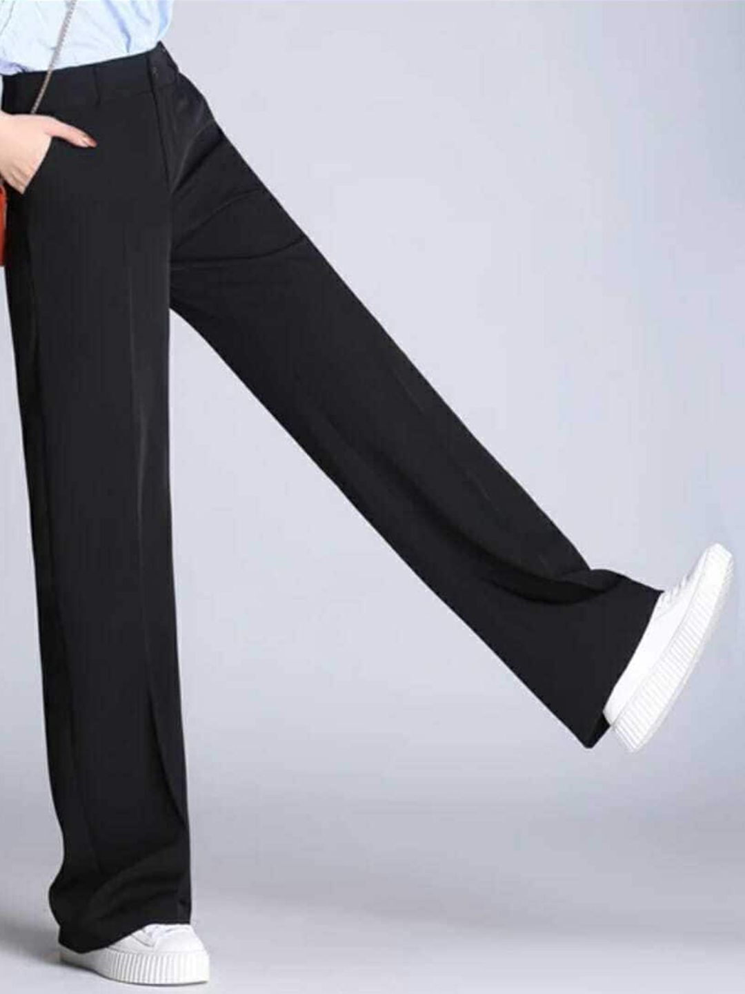 broadstar Women Loose Fit Black Lycra Blend Trousers-picture-7