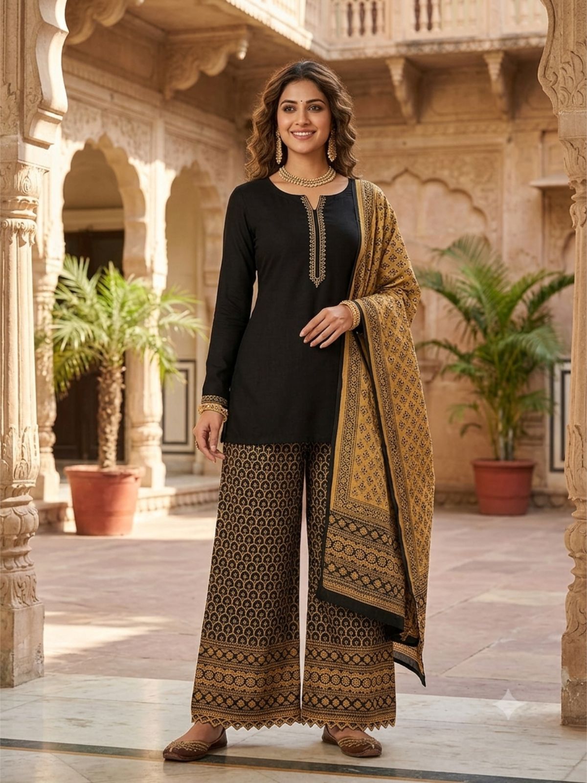 pinovo Women Relaxed Black Cotton Blend Trousers-picture-27