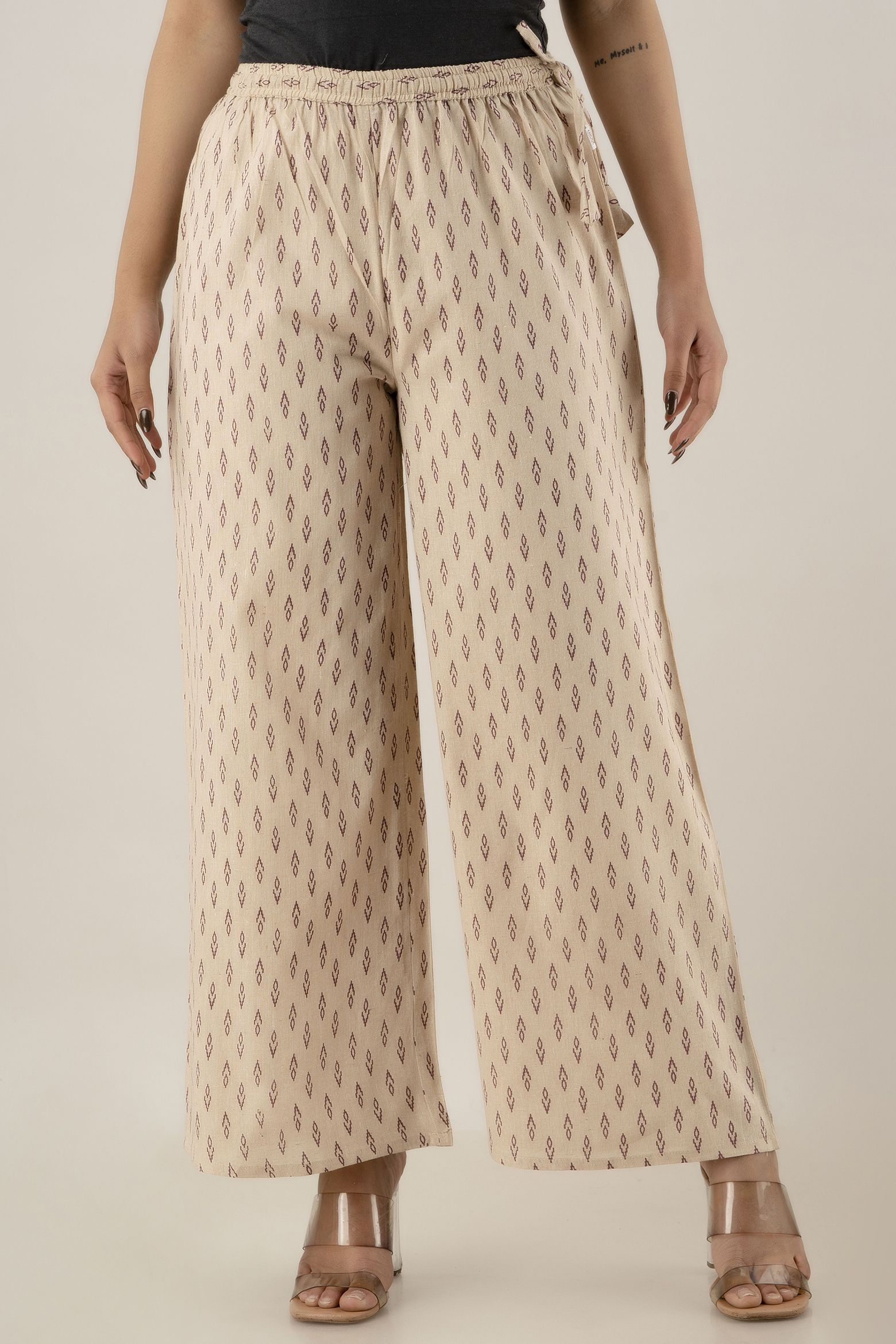 Women Flared Multicolor Pure Cotton Trousers-image-24