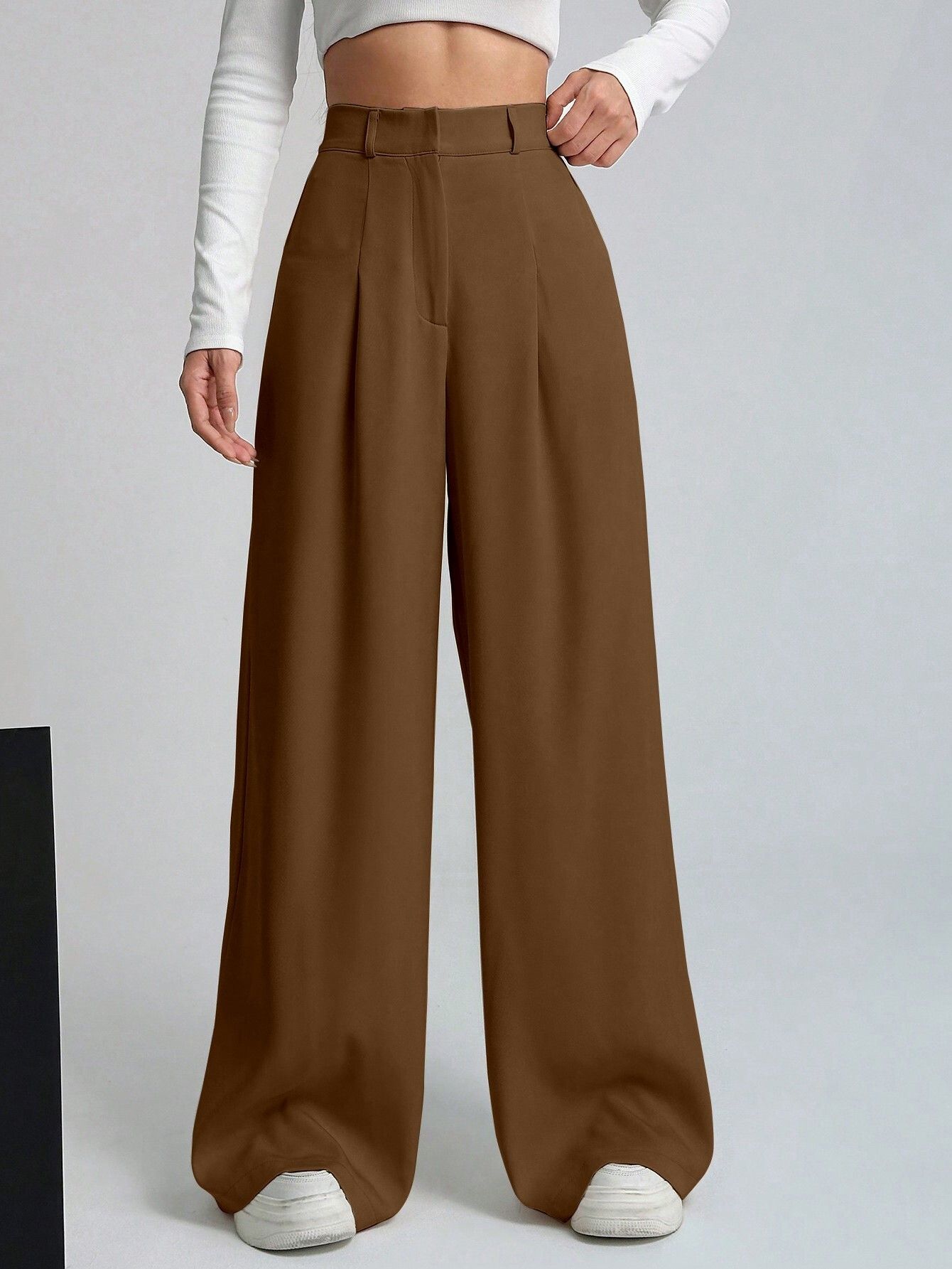 aahwan Women Straight Fit Brown Polyester Trousers-picture-10