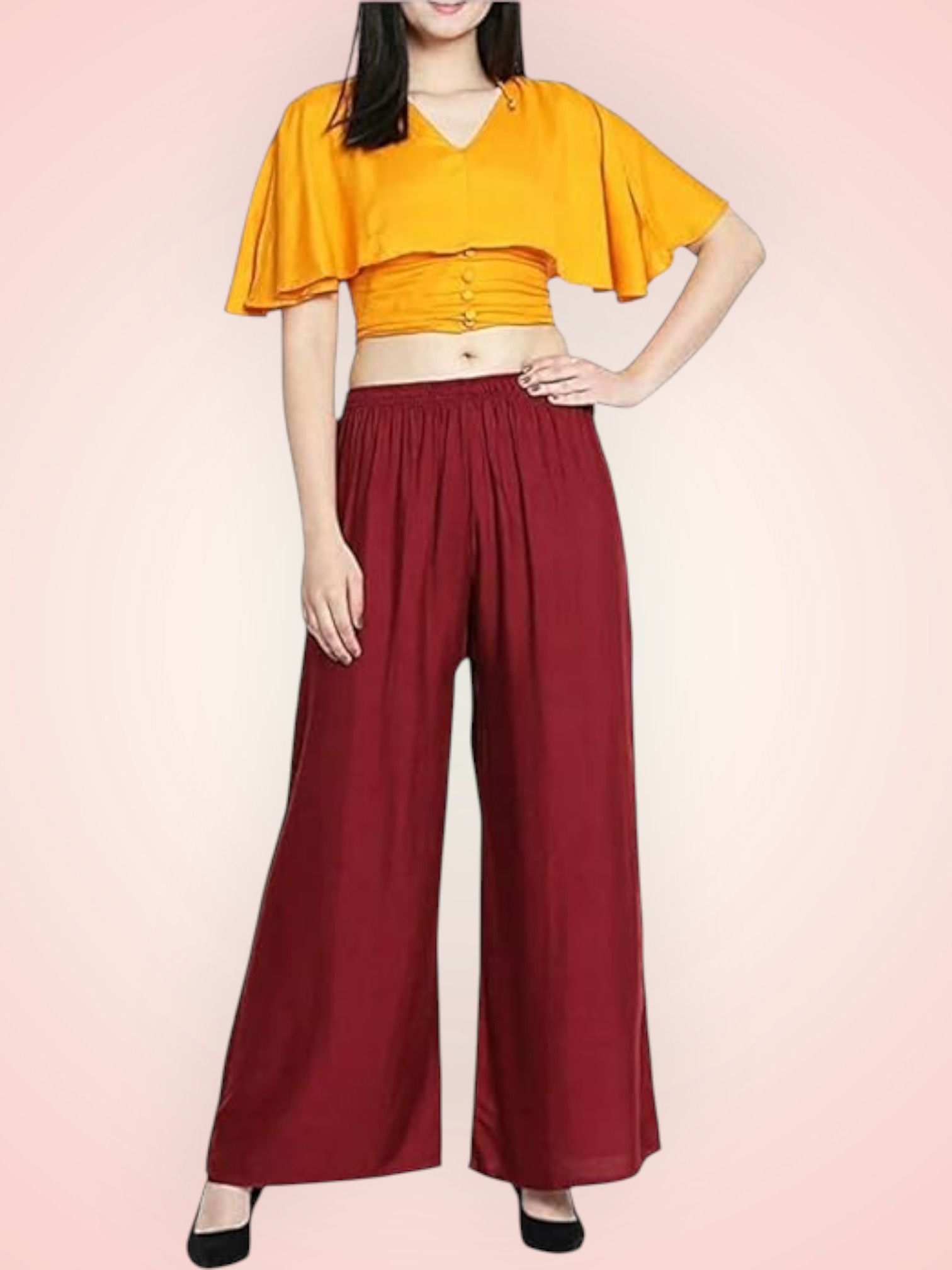 Women Comfort Fit Maroon Viscose Rayon Trousers-image-44