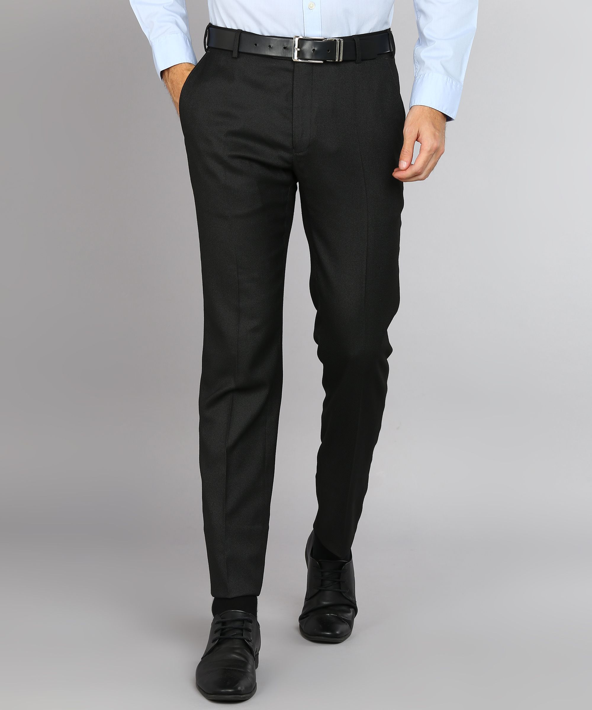 raymond Men Slim Fit Black Polyester Trousers-picture-10