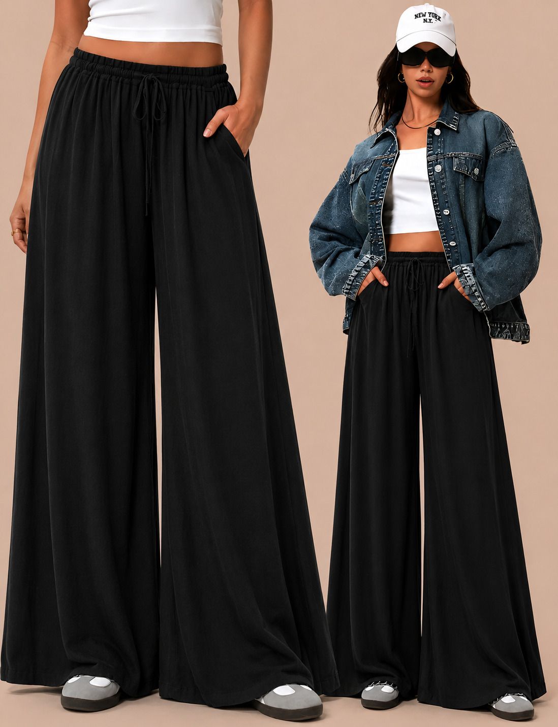 metronaut Relaxed Women Black Polyester Trousers-picture-18