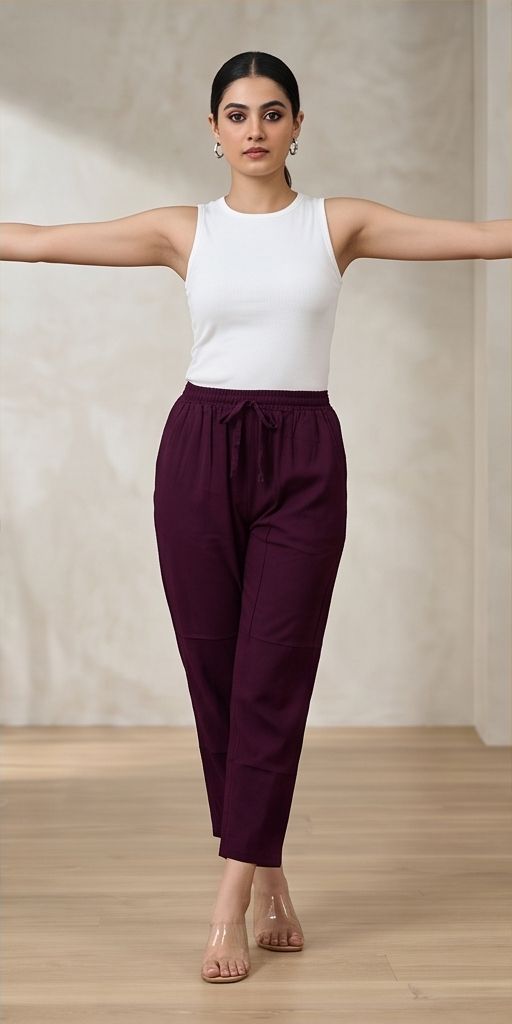 Women Regular Fit Maroon Viscose Rayon Trousers-image-13