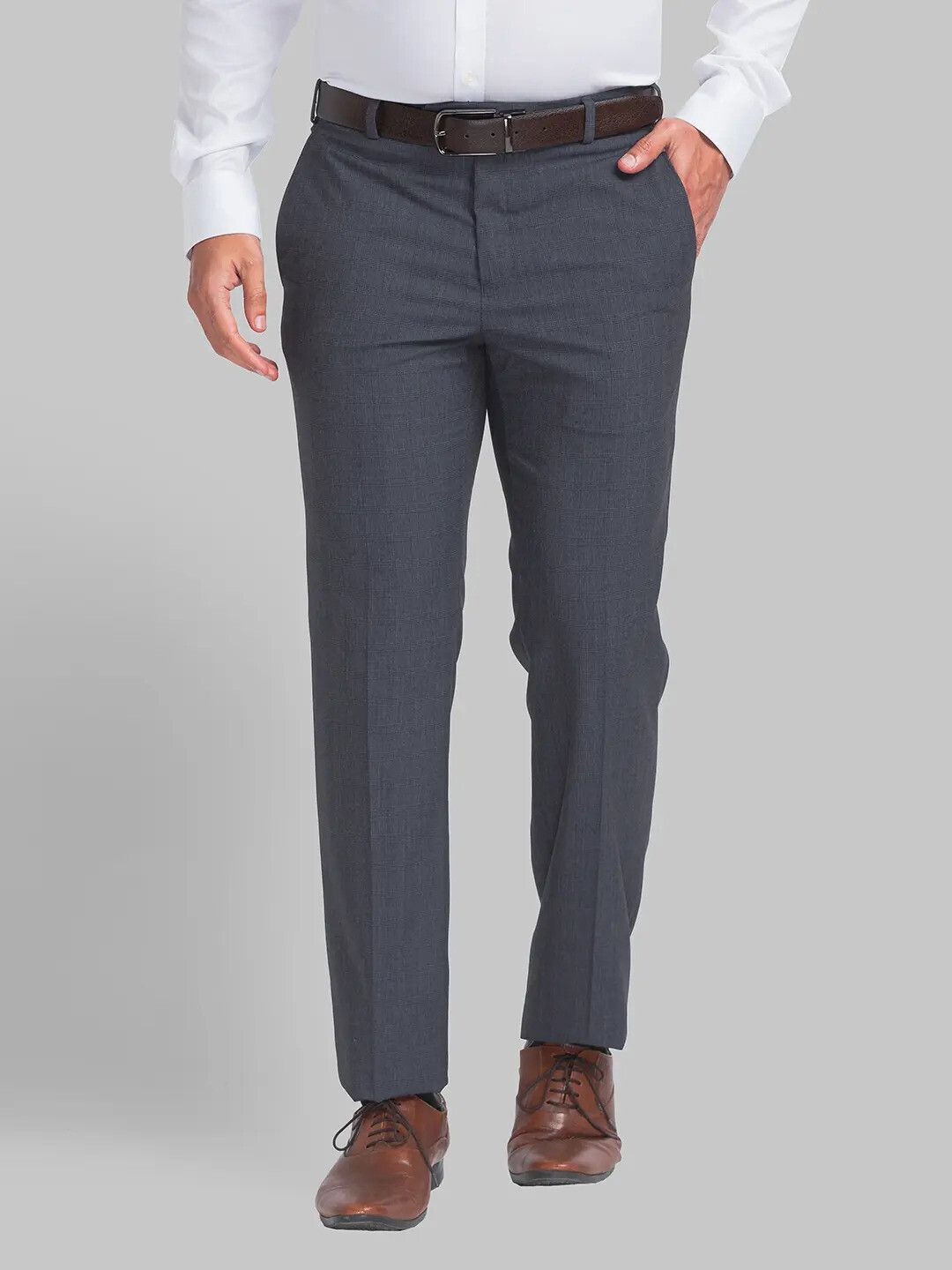 raymond Men Regular Fit Grey Viscose Rayon Trousers-picture-10