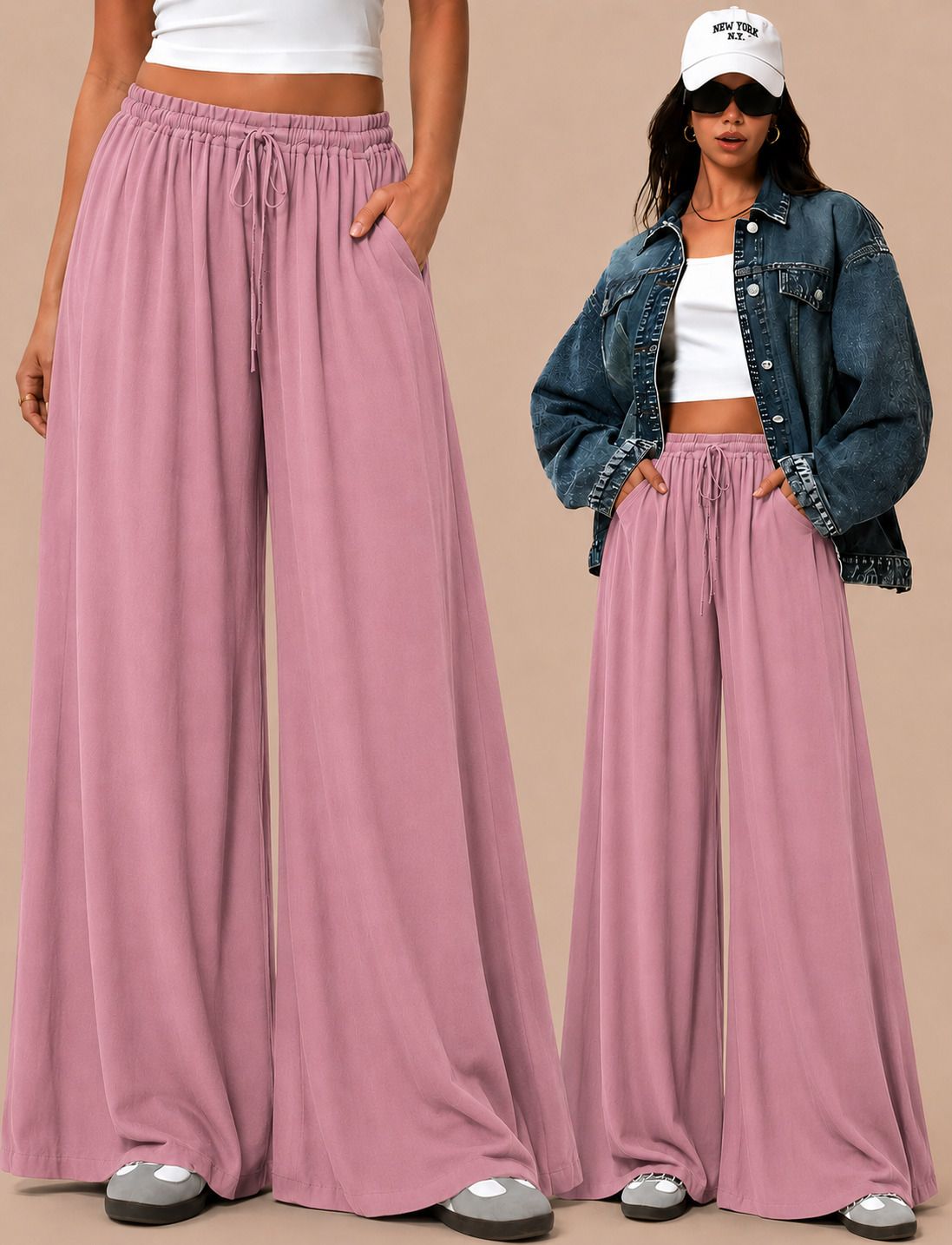 metronaut Relaxed Women Pink Polyester Trousers-picture-41