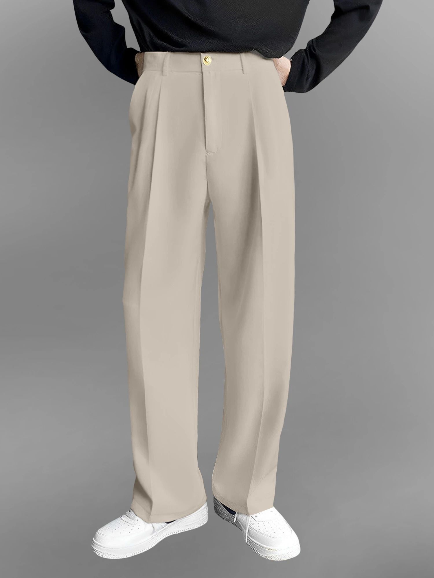 ftx Men Relaxed Beige Lycra Blend Trousers-picture-12