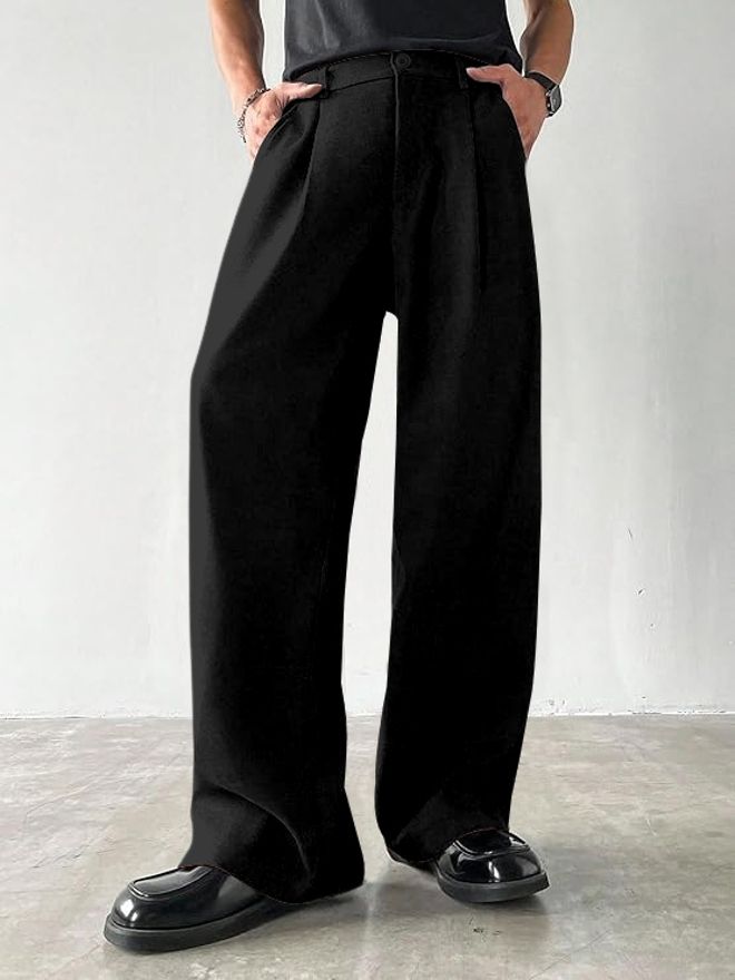 rajovati Men Loose Fit Black Viscose Rayon Trousers-picture-11