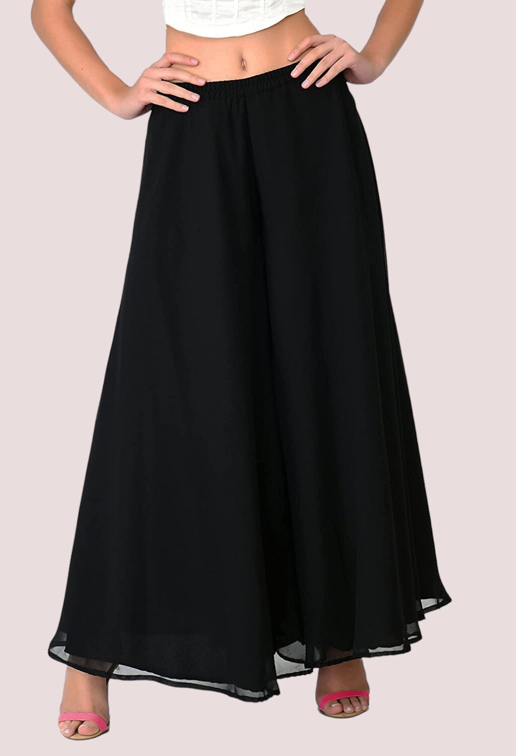 arc Women Flared Black Georgette Trousers-picture-26