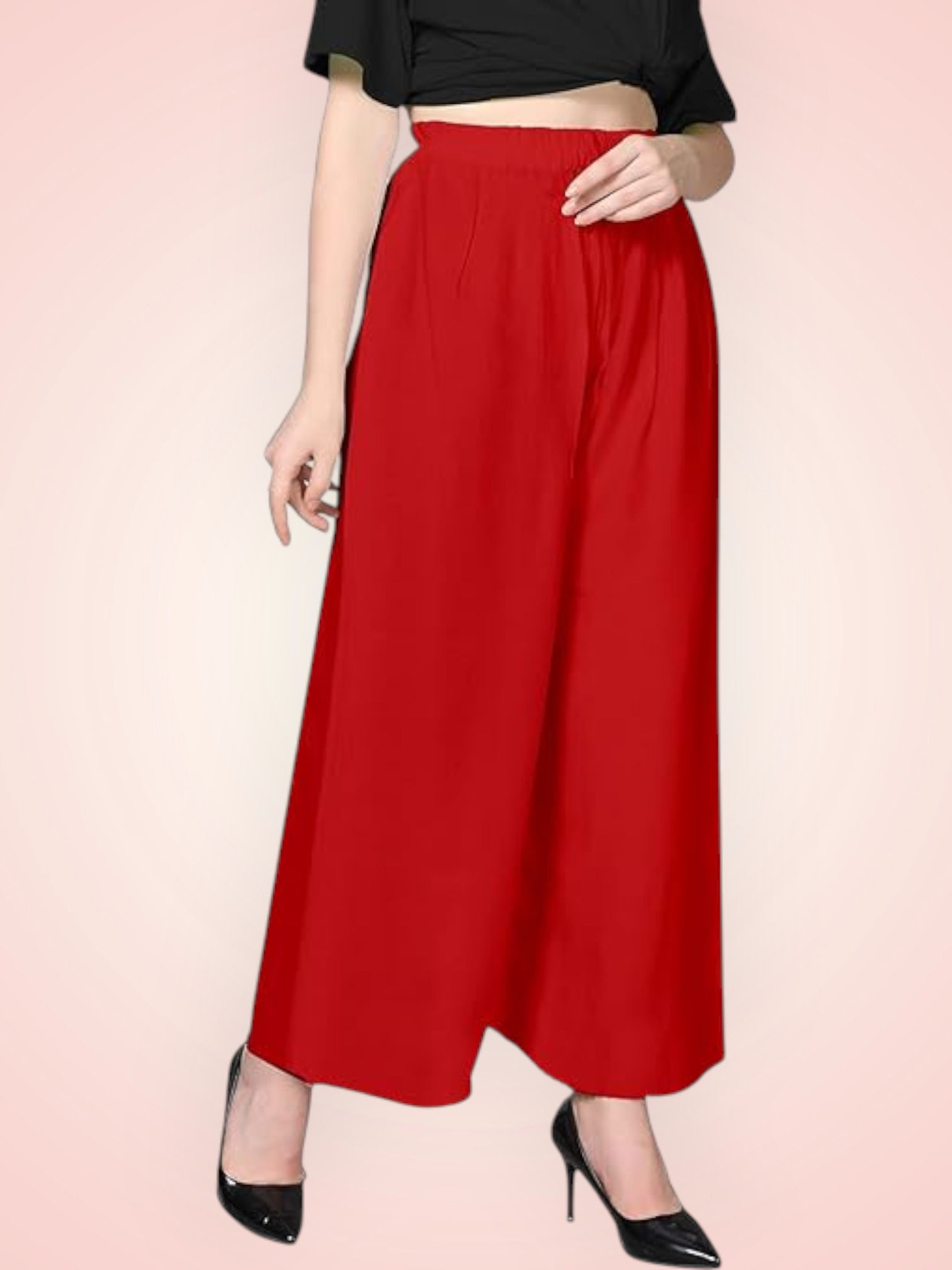 acd Women Comfort Fit Red Viscose Rayon Trousers-picture-28