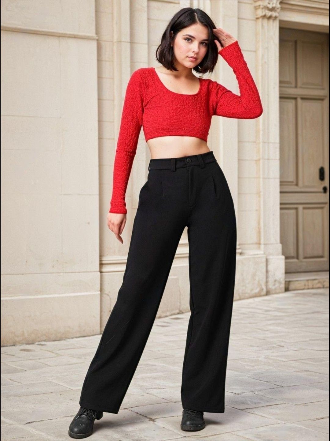 Women Regular Fit Black Viscose Rayon Trousers-image-38