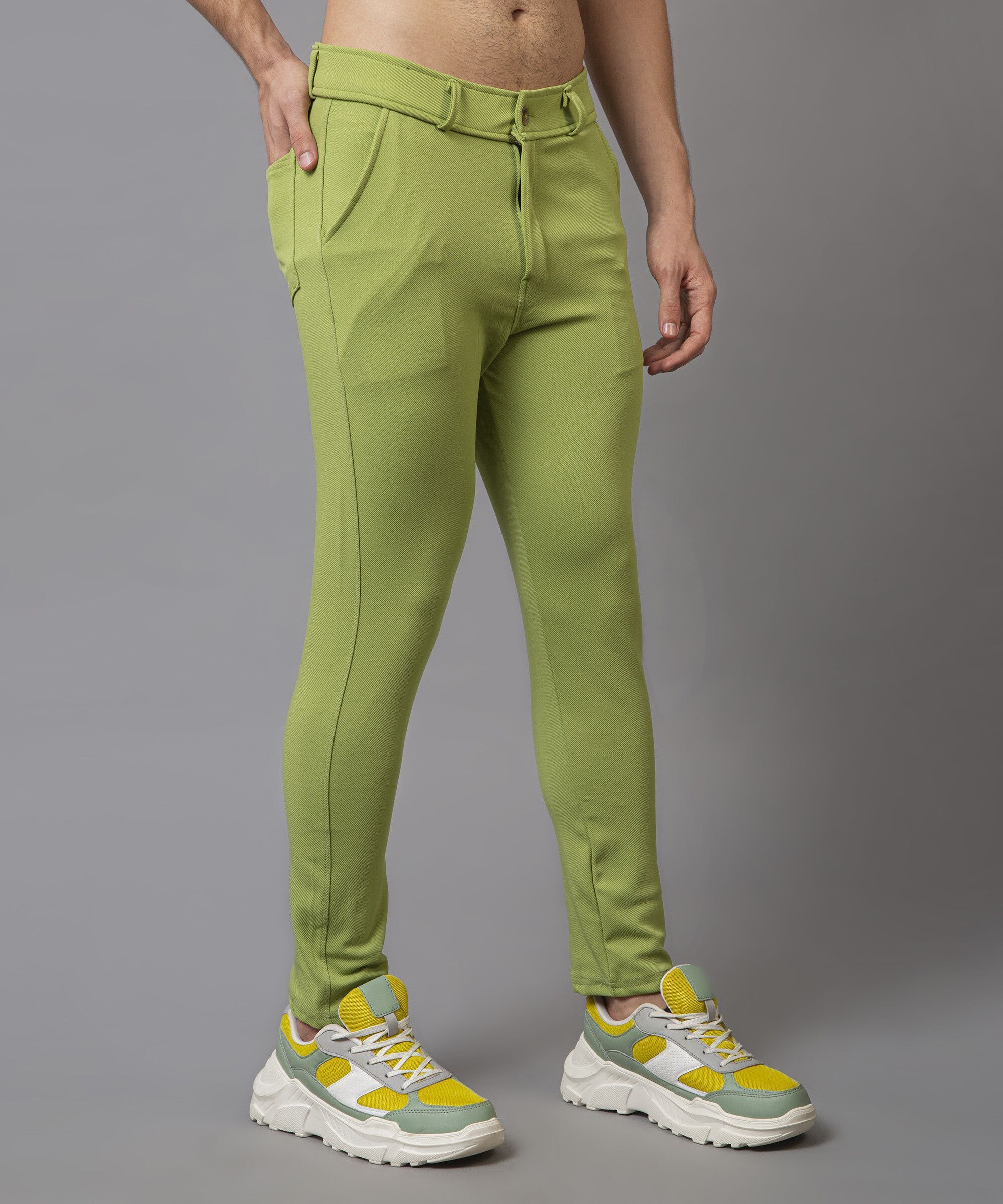 trend shreeyankash Men Slim Fit Green Lycra Blend Trousers-picture-29