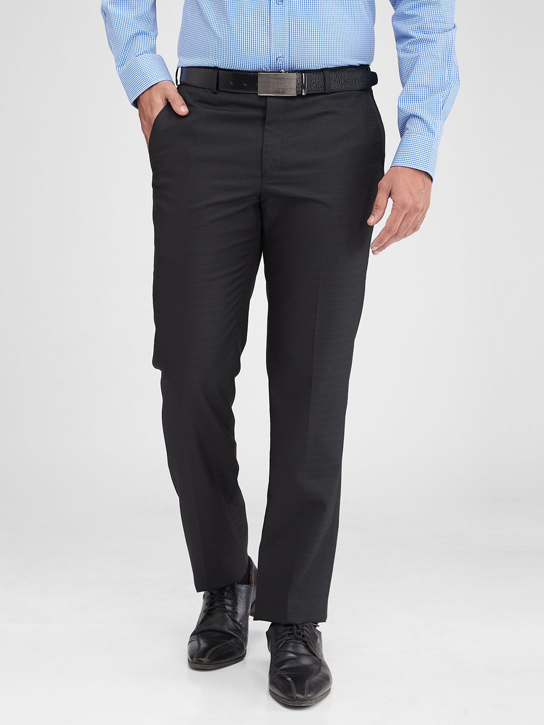 park avenue Men Regular Fit Black Polyester Trousers-picture-13