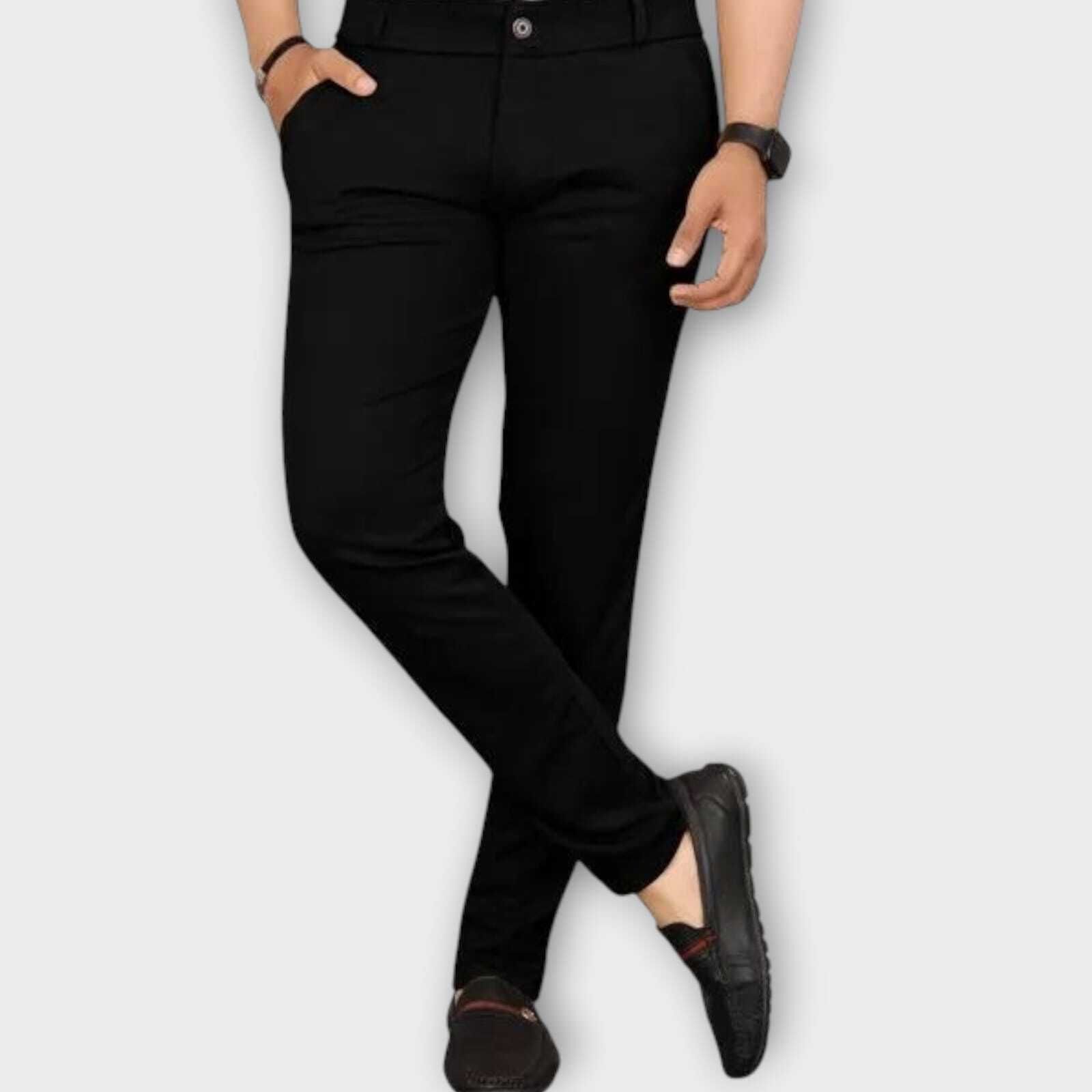 bidatsh trend Men Slim Fit Black Lycra Blend Trousers-picture-17