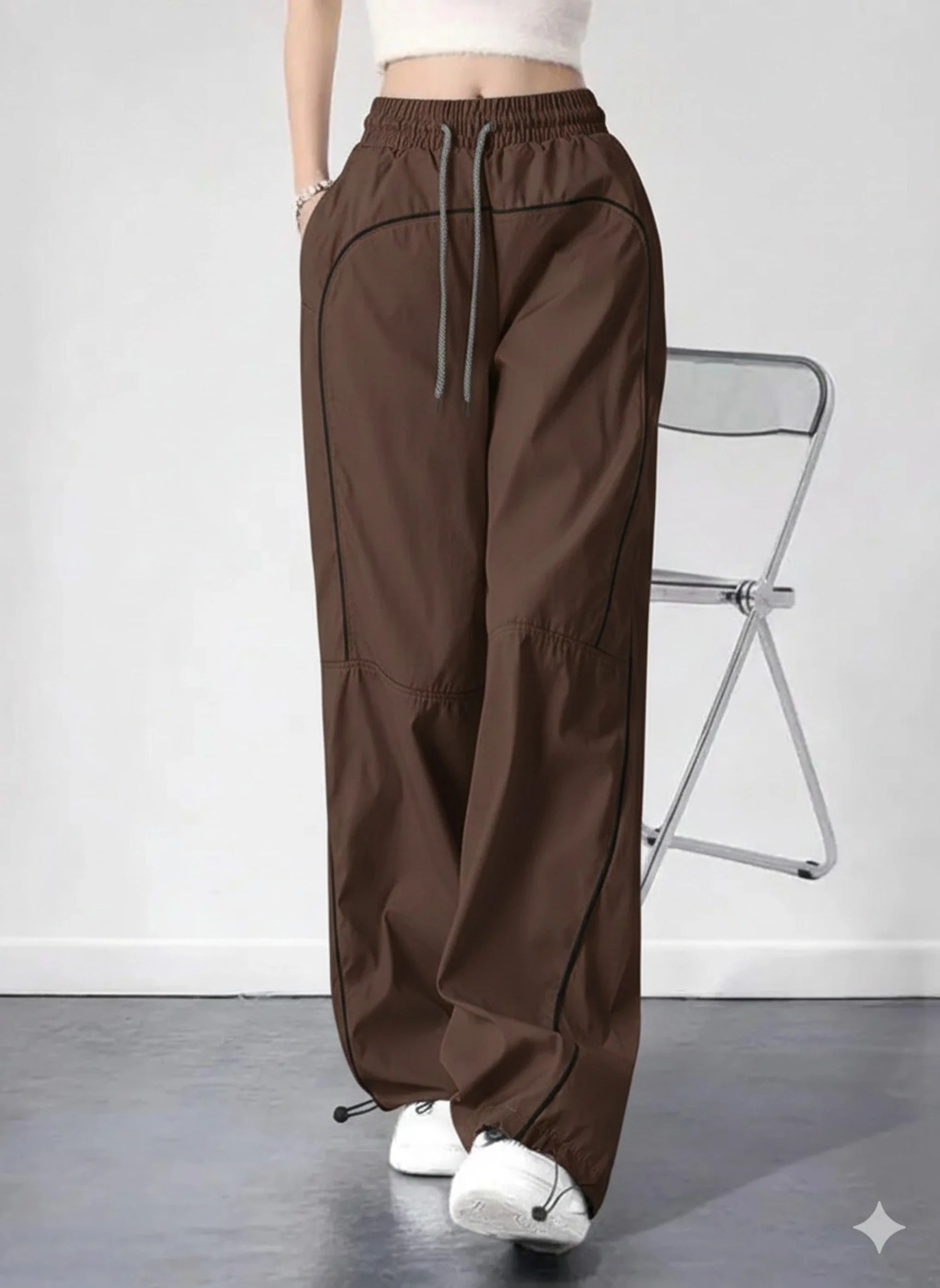 aa international Women Loose Fit Black Polyester Trousers-picture-26