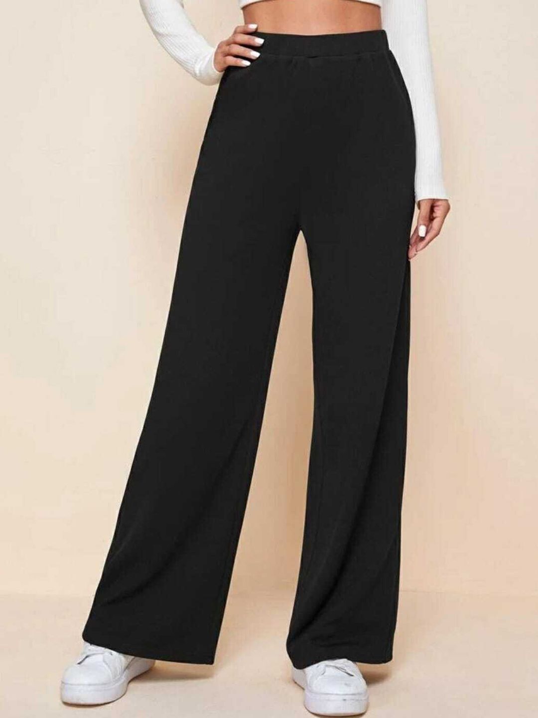 broadstar Women Loose Fit Black Viscose Rayon Trousers-picture-28