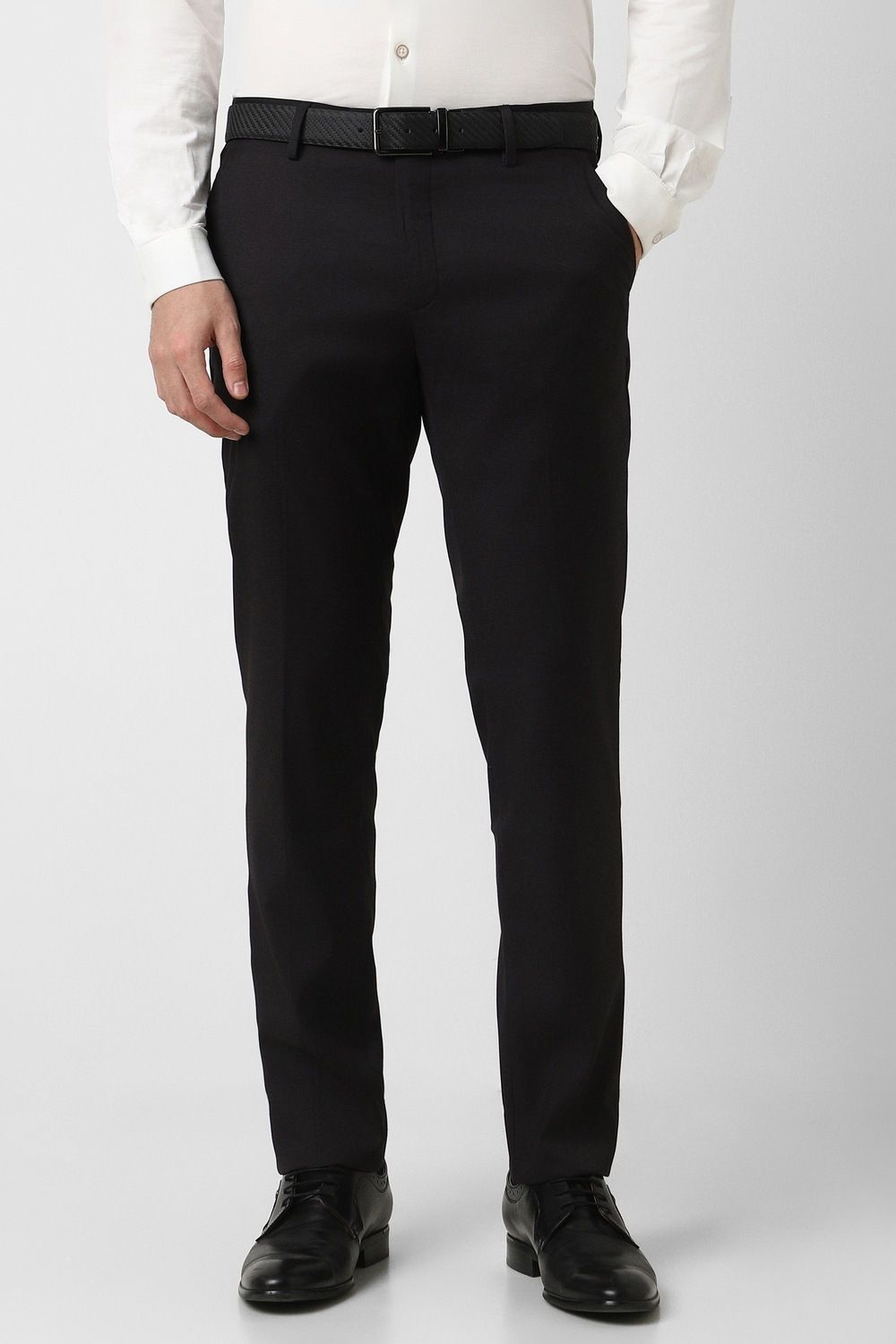 peter england Men Slim Fit Black Polyester Trousers-picture-28