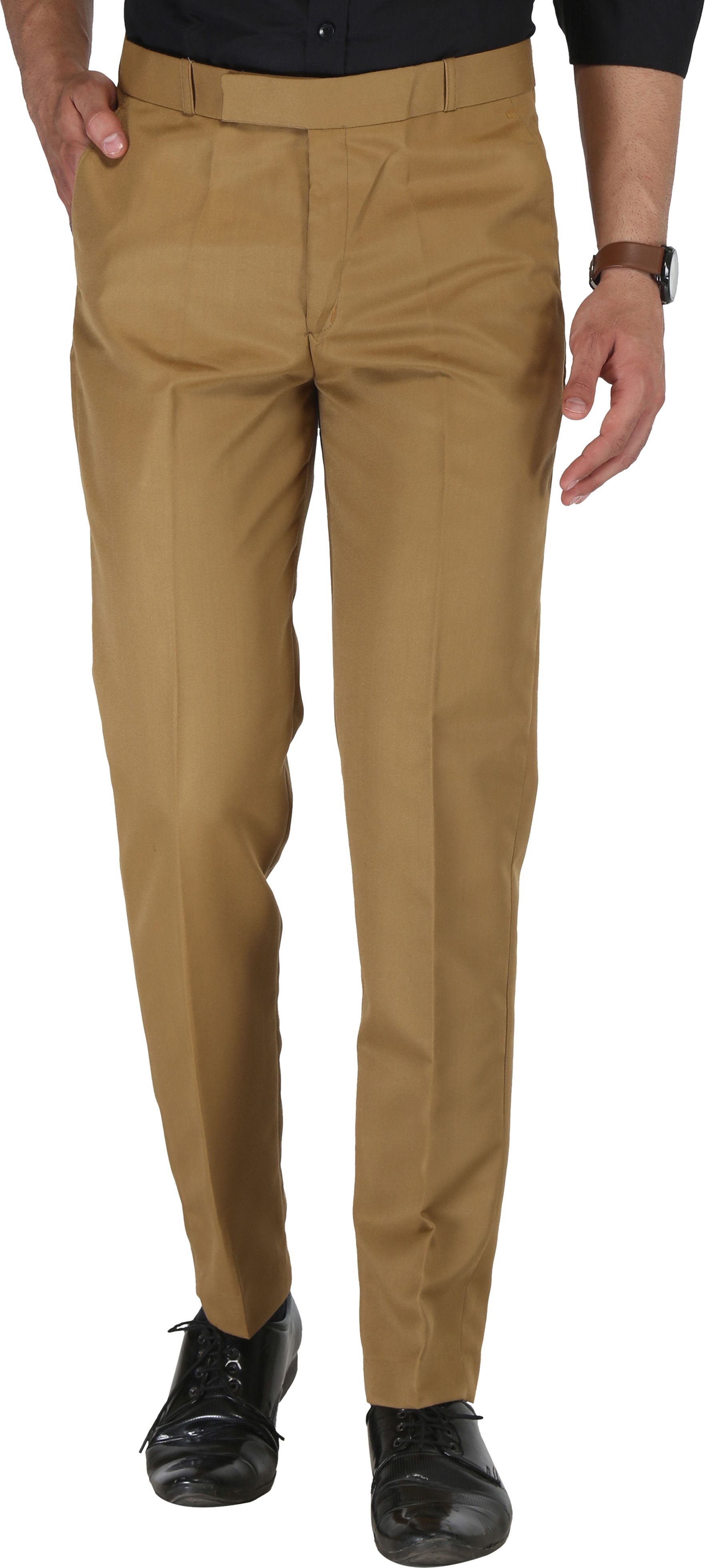 k.s.fashion Men Regular Fit Khaki Cotton Blend Trousers-picture-15
