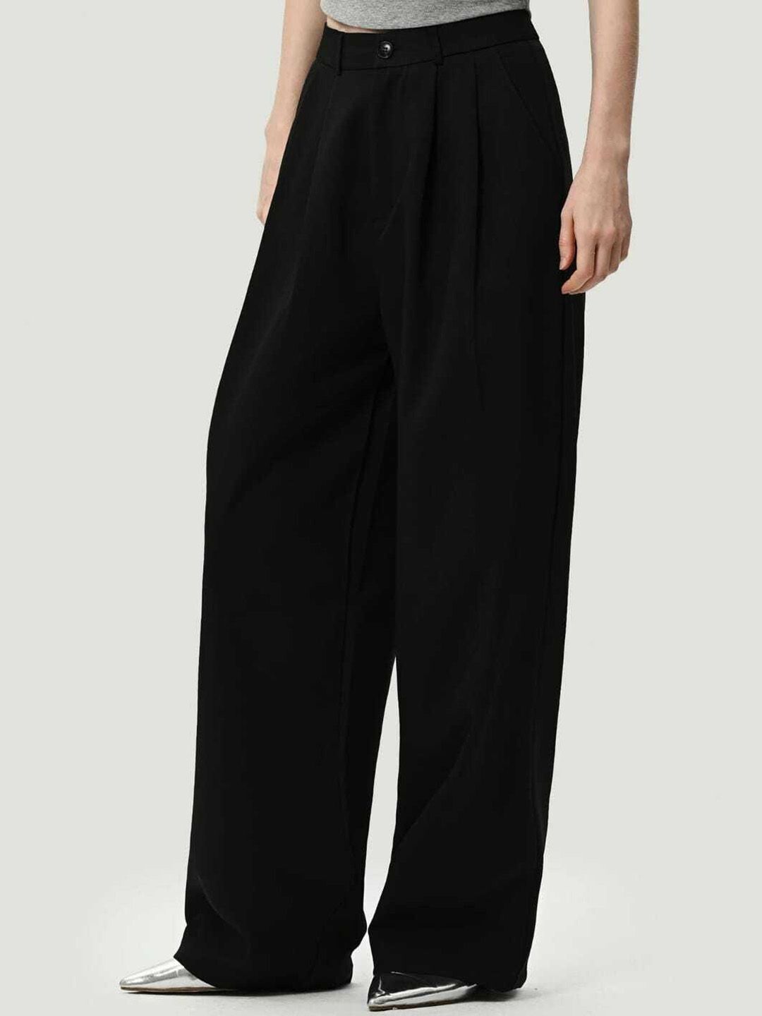 broadstar Women Loose Fit Black Lycra Blend Trousers-picture-39