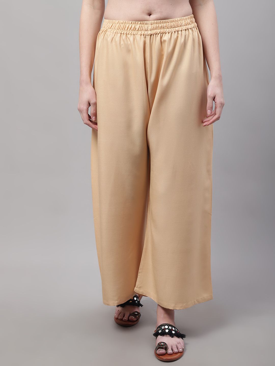 Men Flared Beige Viscose Rayon Trousers-image-12