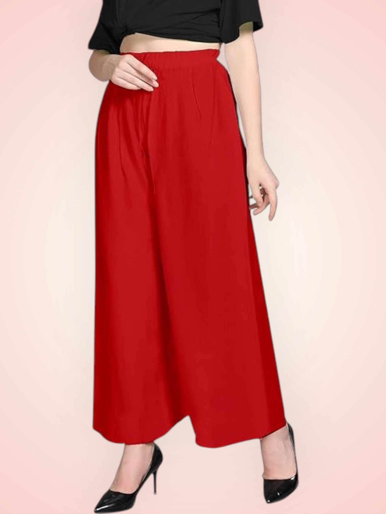 acd Women Comfort Fit Red Viscose Rayon Trousers-picture-19