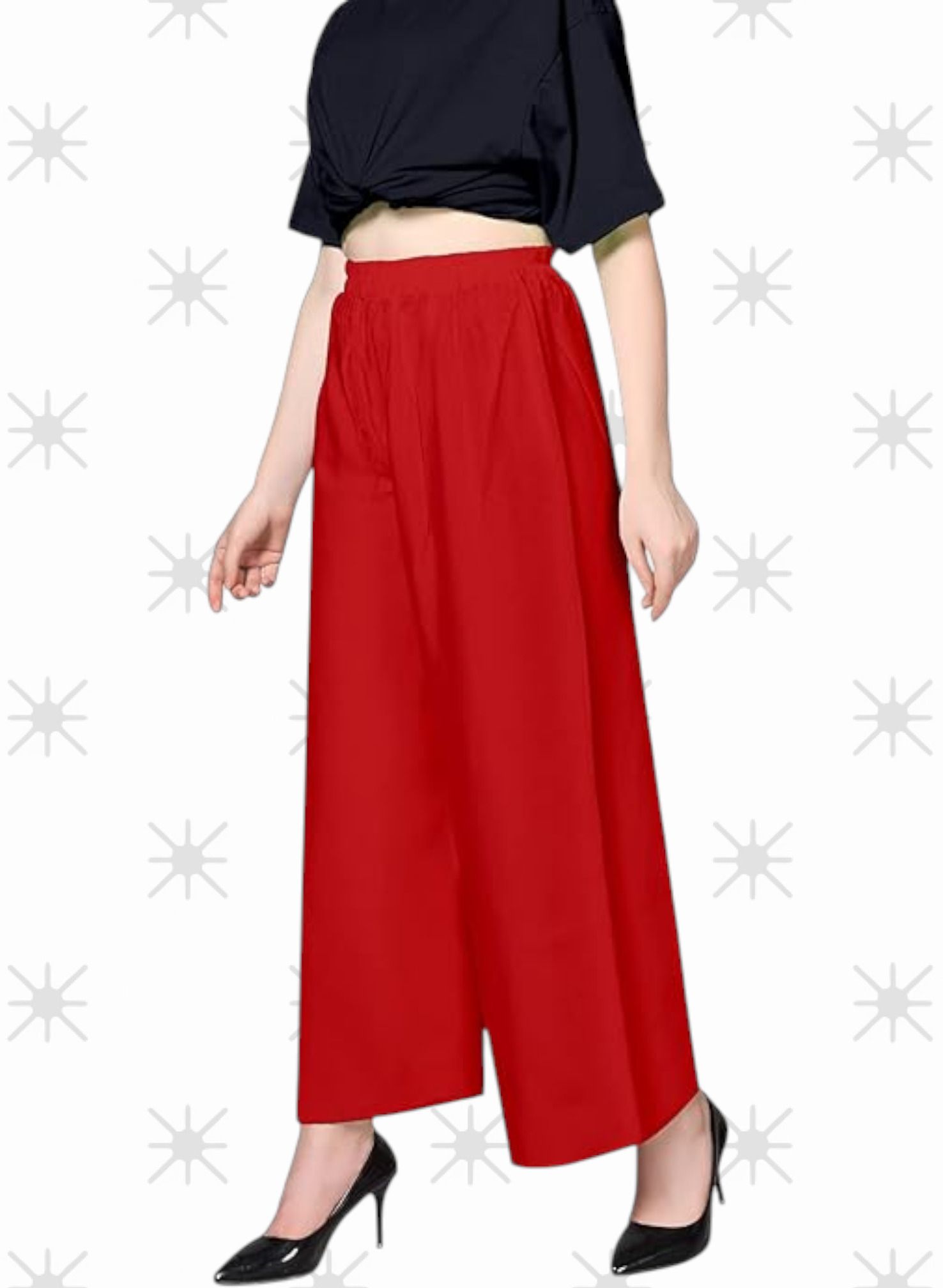 acd Women Comfort Fit Red Viscose Rayon Trousers-picture-32