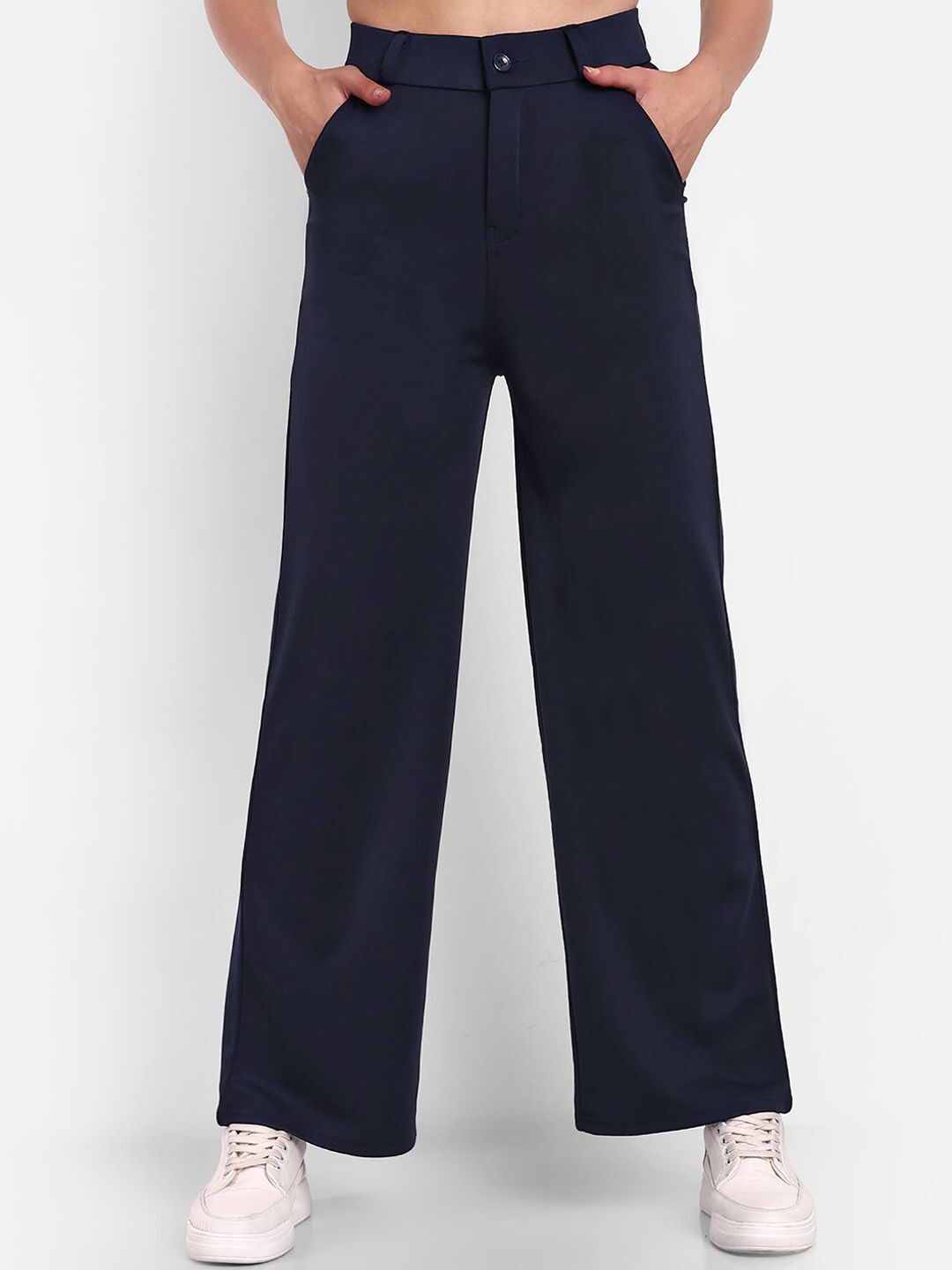 broadstar Women Loose Fit Blue Viscose Rayon Trousers-picture-22