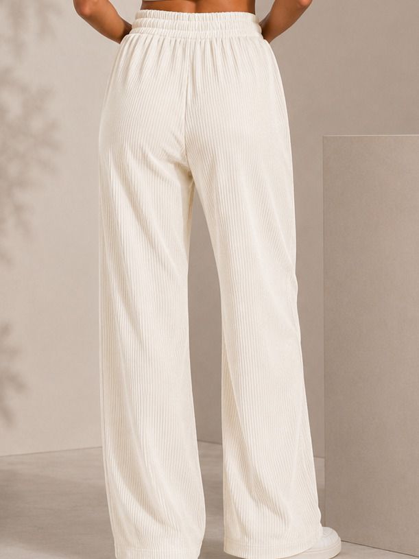 threadhub Women Regular Fit White Lycra Blend Trousers-picture-19