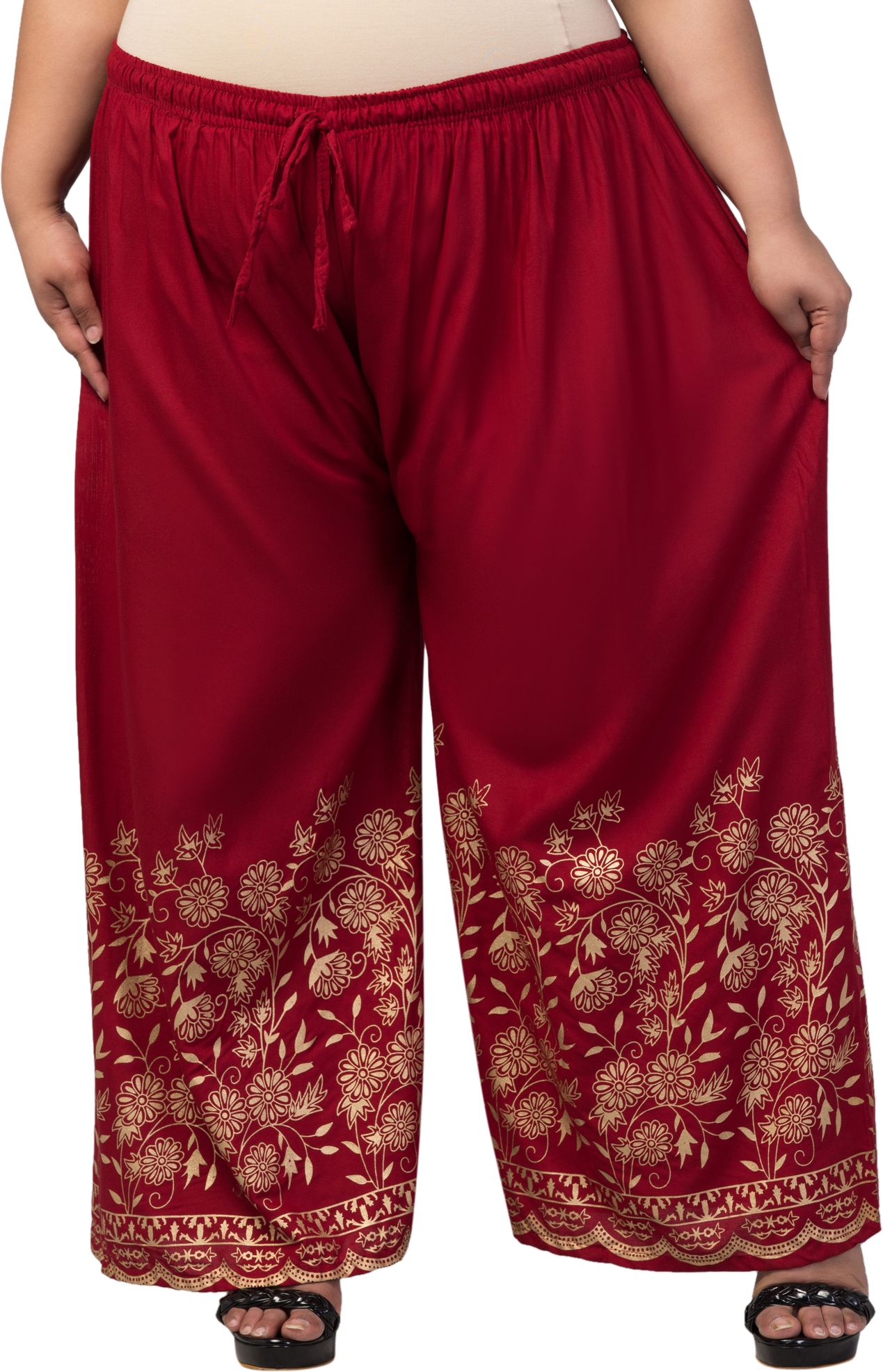 vizcon hub Women Flared Maroon Viscose Rayon Trousers-picture-17