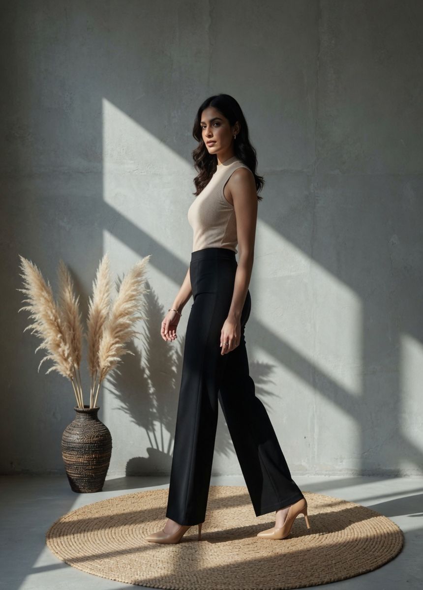kottin creation Women Loose Fit Black Polyester Trousers-picture-38